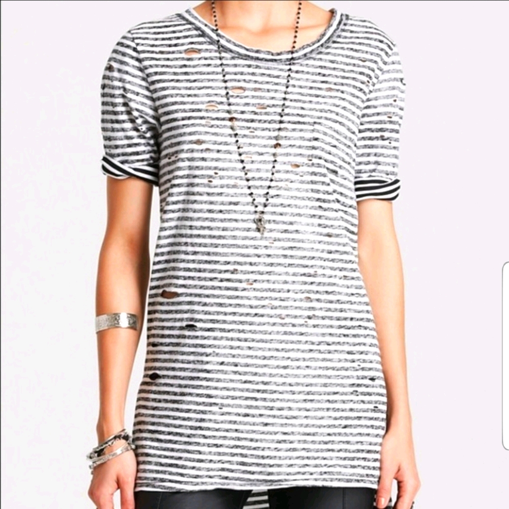 We the Free szM destroyed striped tshirt